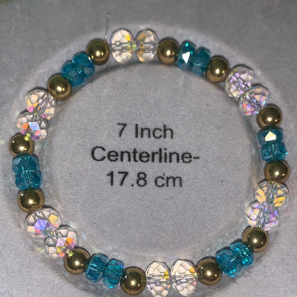 Elegant Gold and Blue Beaded Bracelet